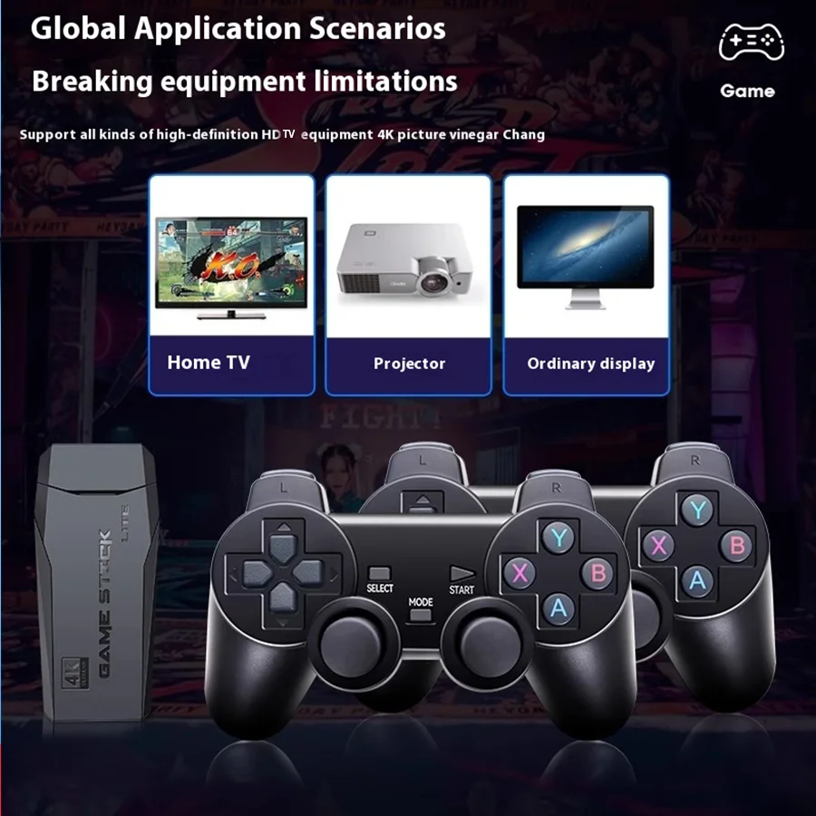 2.4G Dual Wireless Video Game Stick Joystick Console Gaming Stick 4K 20000+ Gaming 64GB Retro Gaming Thanksgiving Gift