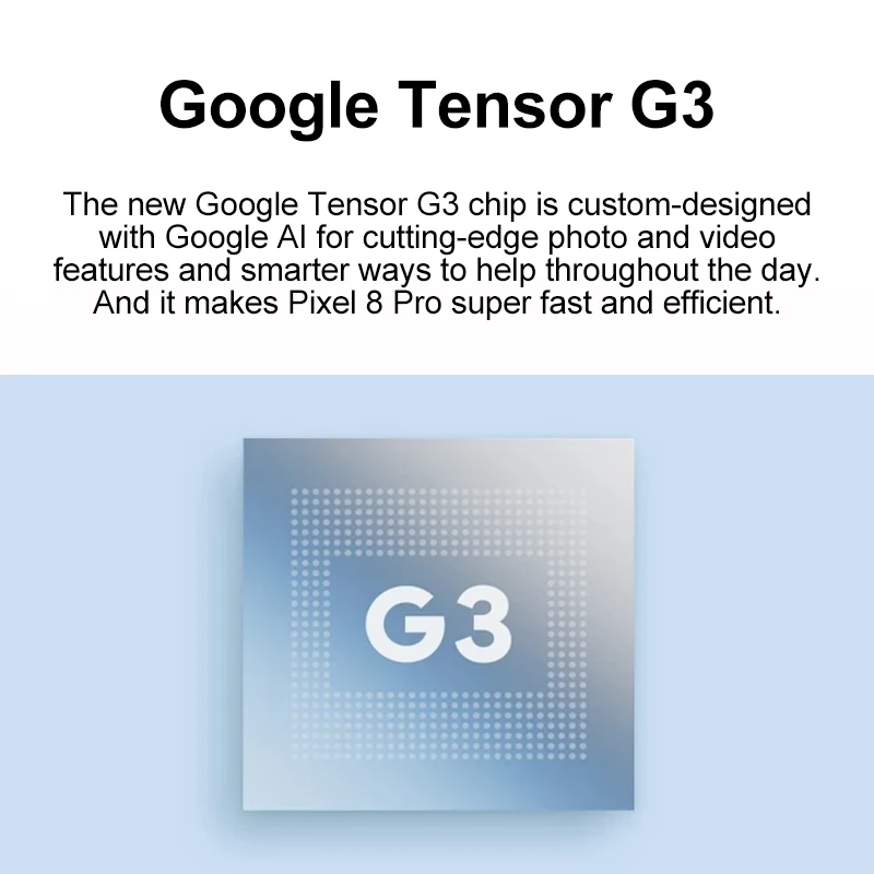 Google Pixel 8 Pro 5G Smartphone Google Tensor G3 6,7 "NFC Android 14 IP68 resistente al polvo/agua Cámaras de 50MP Versión global