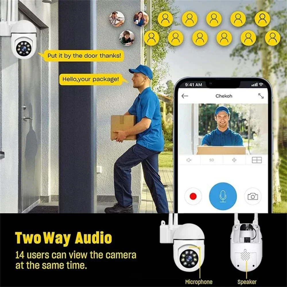 8MP Wifi Camera Wireless Security PTZ IP Camera AI Human Tracking 2-Way Audio CCTV Camera 4X Digital Zoom Cam Color Night Vision
