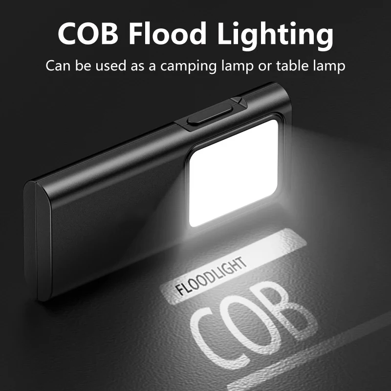 Linterna COB portátil, luz de trabajo, linterna LED recargable por USB, superbrillante, para acampar, impermeable, reparación de automóviles con Clip para bolígrafo