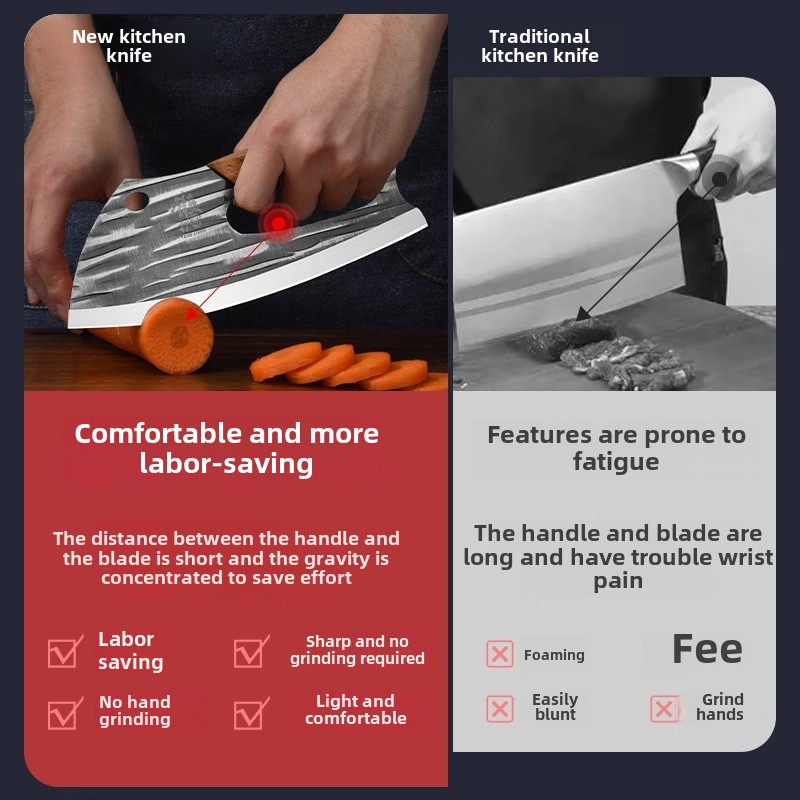 Cozinha forjada faca de poupança de trabalho casa nova faca de corte faca de chef faca de corte de carne faca multiuso