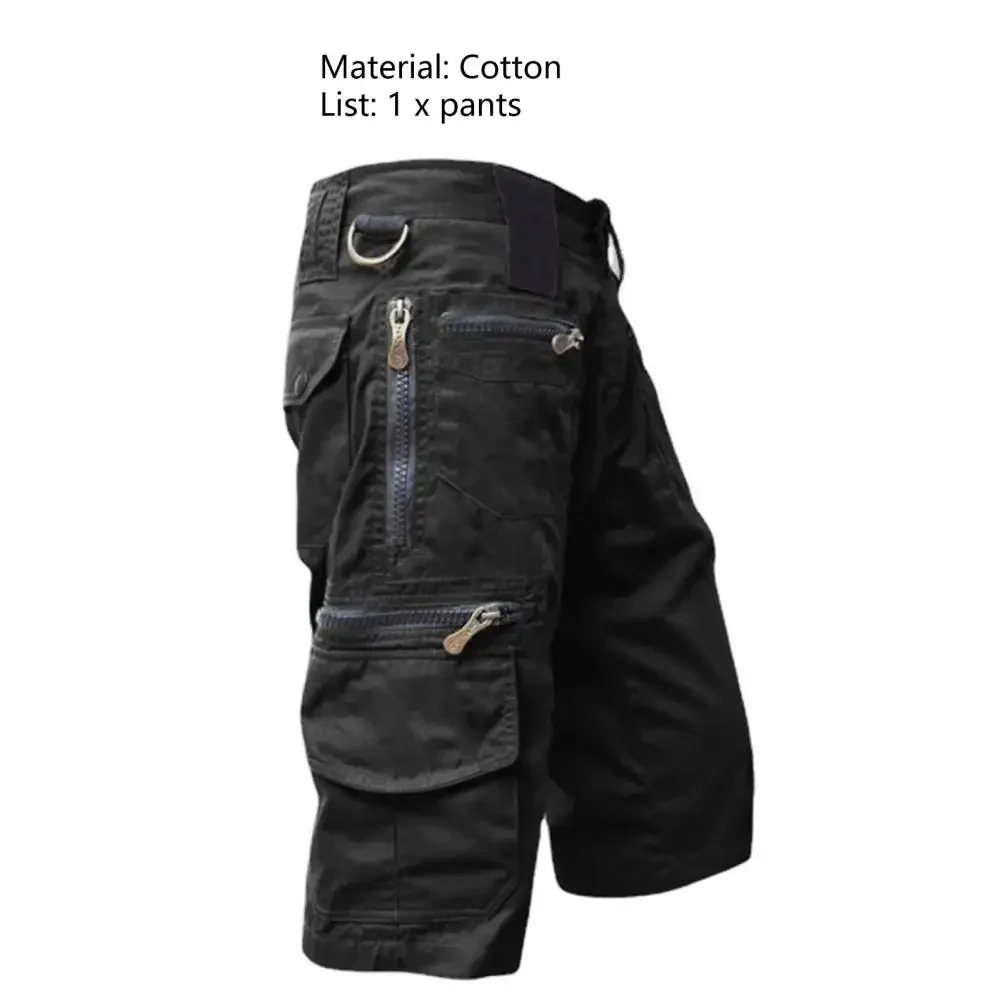 Shorts de uniforme militar masculino, cor sólida tática, multi bolso, verão, casual, reto