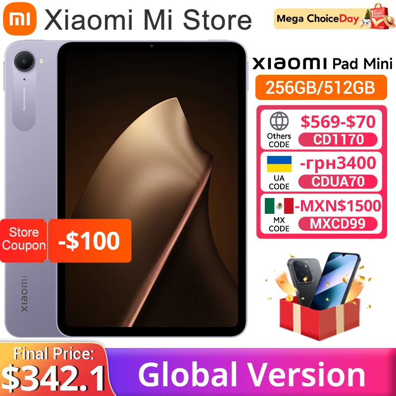 【Brand+】Xiaomi Pad Mini Global Version MediaTek Dimensity 9400+ 8,8-дюймовый сверхпрозрачный дисплей 3K, аккумулятор 7500 мАч, 67 Вт HyperCharge