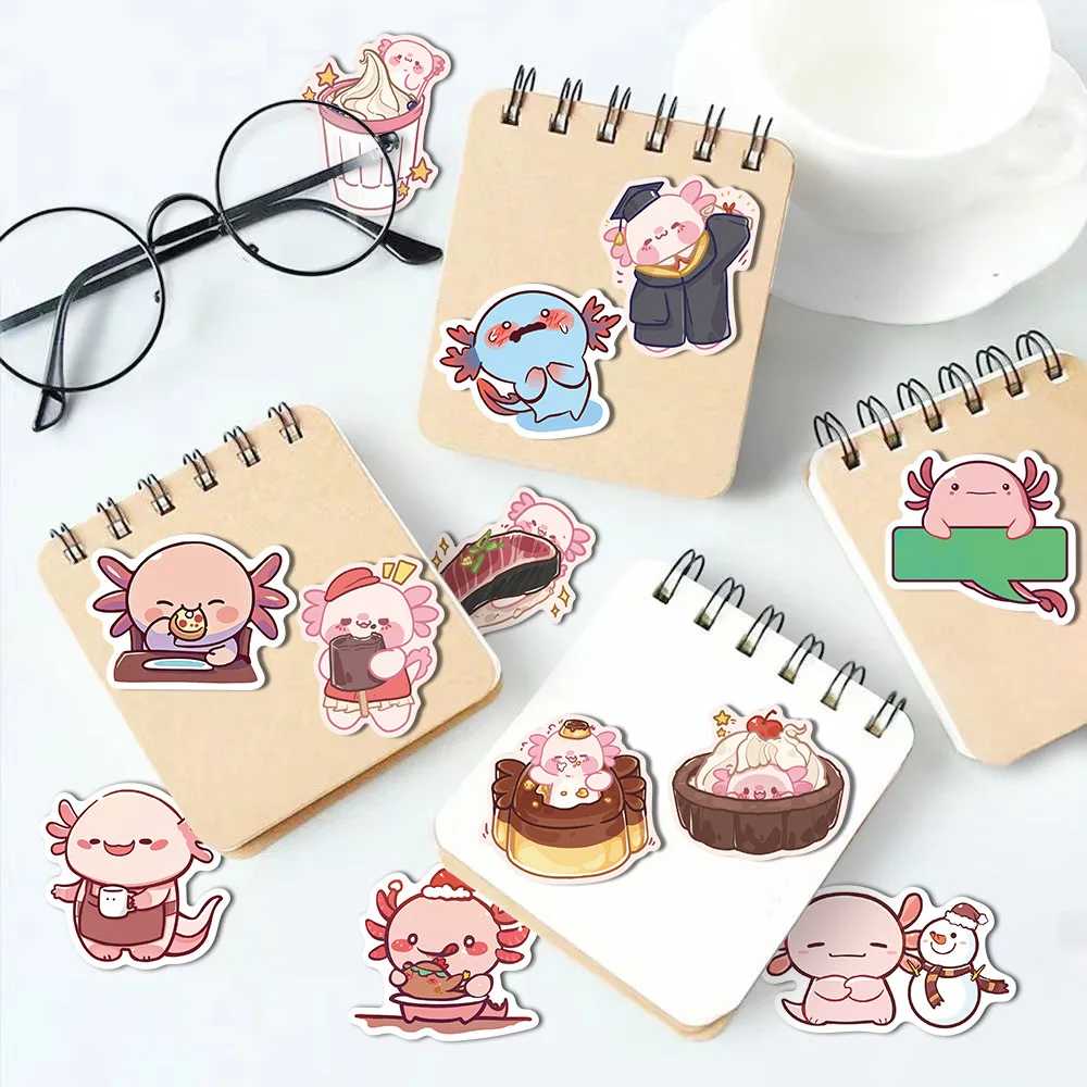 50/100PCS 만화 동물 재미 있은 Axolotl 스티커 낙서 방수 크리 에이 티브 트렌드 장식 전사 술 노트북 전화 어린이 장난감