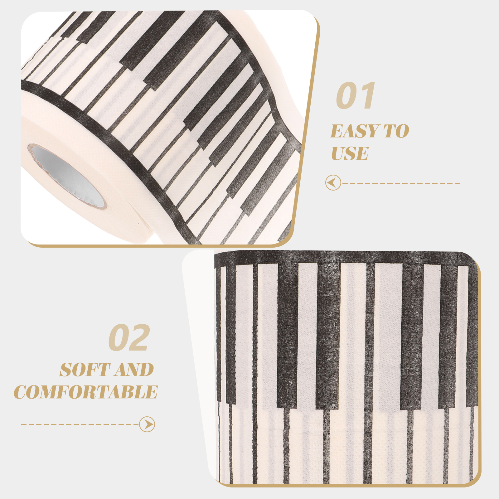 Rolo de papel higiênico com tema piano, Imprimindo rolos de tecido, Presente para banheiro