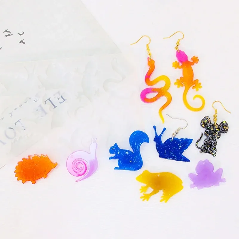 สัตว์ต่างหูแม่พิมพ์พวงกุญแจ Spider Gecko แม่พิมพ์ซิลิโคน DIY อีพ็อกซี่เรซินแม่พิมพ์จี้เครื่องประดับทําสัตว์งานฝีมือตกแต่ง