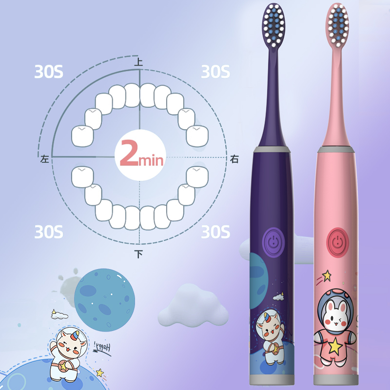 Escova de dentes elétrica infantil para homens e mulheres, adequada para crianças de 3 a 15 anos. Escova de cerdas macias. Elétrico