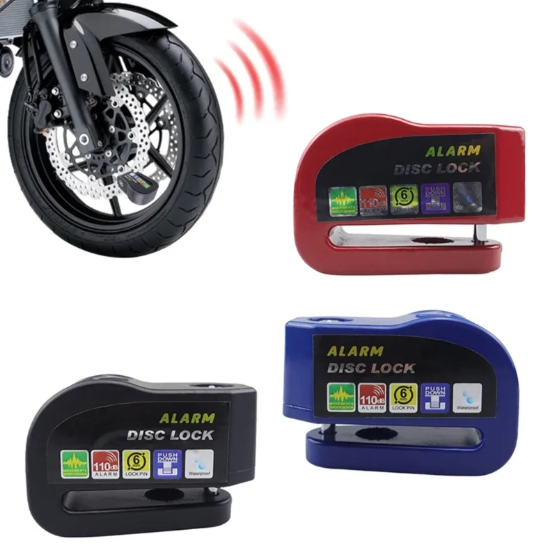 Candado de protección de seguridad con alarma para bicicleta y motocicleta, candado de disco de aleación de aluminio, recordatorio antirrobo, bolsa de bloqueo de cuerda, accesorios para motocicleta