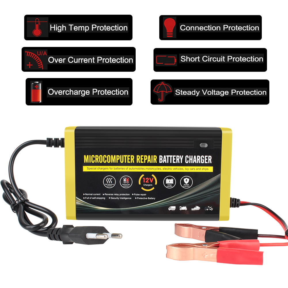 急速充電スマートトラックオートバイ車の充電器 12V 6A 電源パルス修理車の自動車バッテリー充電器ウェットドライ鉛酸ゲル充電器