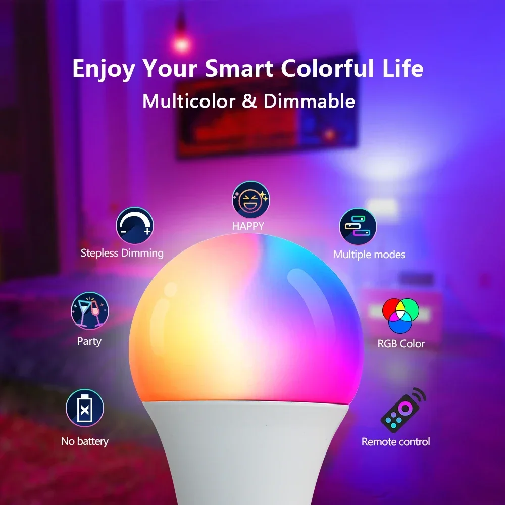 NEUE 16 Farben RGB-Birne LED Mehrfarbige Glühbirne E27-Sockel 220 V Haushaltsbeleuchtung Dimmbar 24 Tasten Fernbedienung Atmosphäre Neonlicht