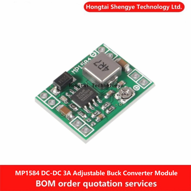 Módulo de potencia reductor de DC-DC MP1584EN, convertidor Buck ajustable 3A para Arduino, tamaño Ultra pequeño, reemplaza LM2596 5V 12V