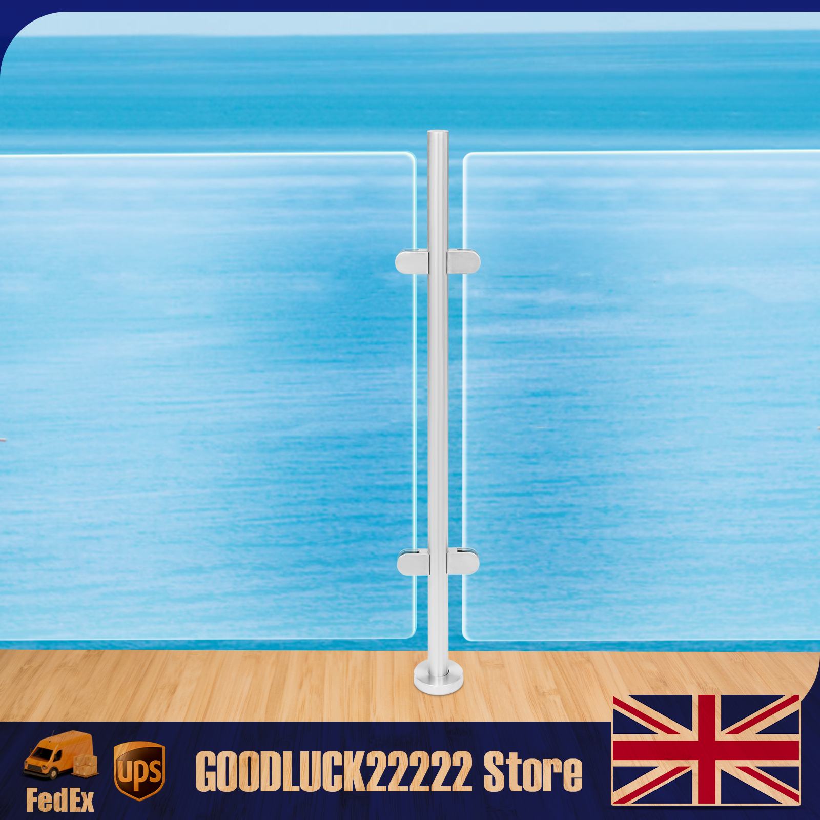 110cm Railing Middle Post With Decorative Cover Clips & Silicone Pads High Stability 316 Stainless Steel Durable & Sturdy