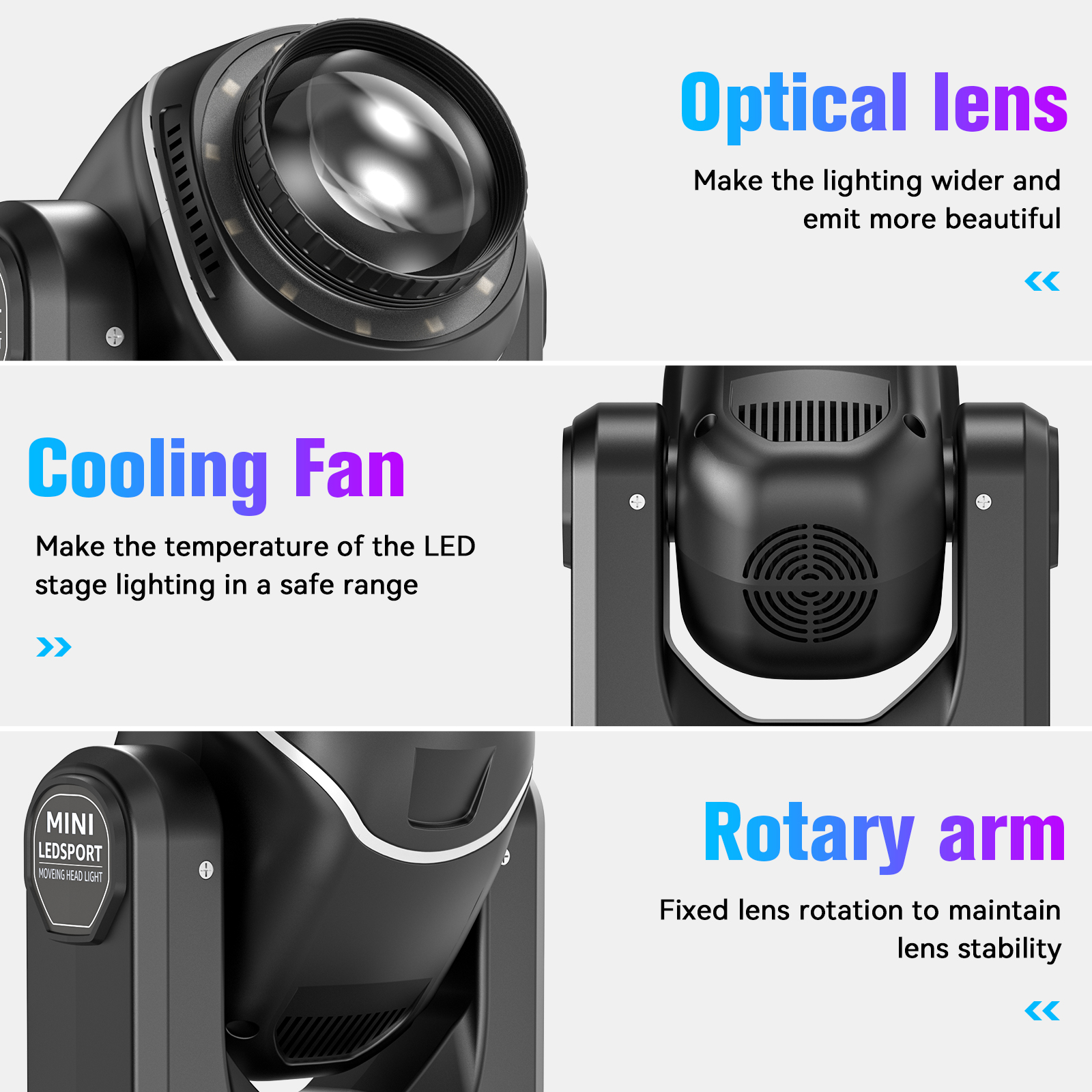 U`King 120W Moving Head Lights 10 Gobos 8 Colors LED Stage Light With Remote Control for Wedding Christmas Birthday DJ Disco KTV