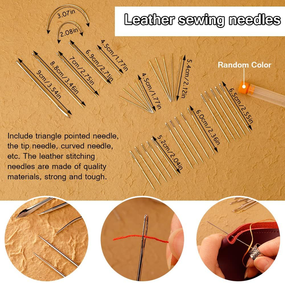 Clearance_59 Pcs Leather Sewing Kit, Leather Needles Waxed for Hand Sewing, Sewing Repair Kit for Backpack Carpet Boots Shoes Ca