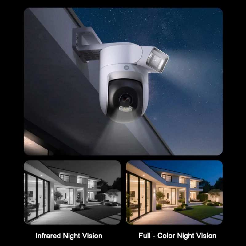 XIAOMI New Outdoor Camera 4 Dual Camera Version，360° 5MP 3K，Audible Visual Alarm，Two-Way Audio，IP66，Chinese Version With Adapter