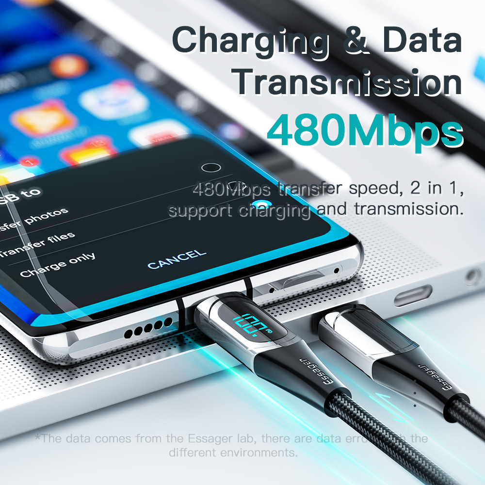 Essager-Cable USB tipo C a USB C, cargador de carga rápida, 100W/5A, PD, para Macbook, Xiaomi, Samsung, tipo C, 2M