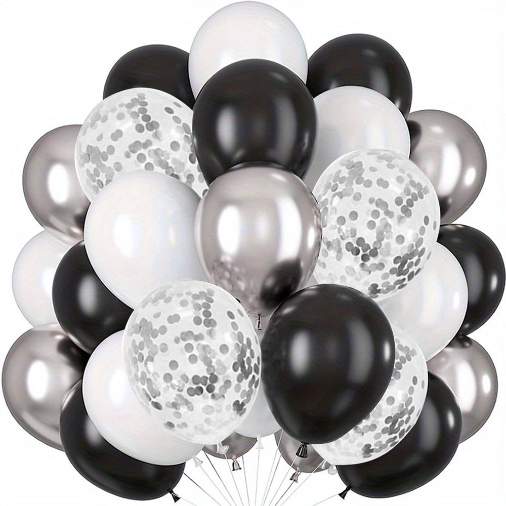 40pcs black and white confetti balloons for birthday decoration, graduation ceremony decoration, wedding anniversary decoration,
