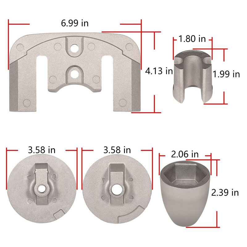 CMBRAVO3KITA Alumínio ânodo Kit Fit para Mercury Bravo III Bravo 3 2004 para o presente, substituir OEM, 888761Q02, 888761Q04