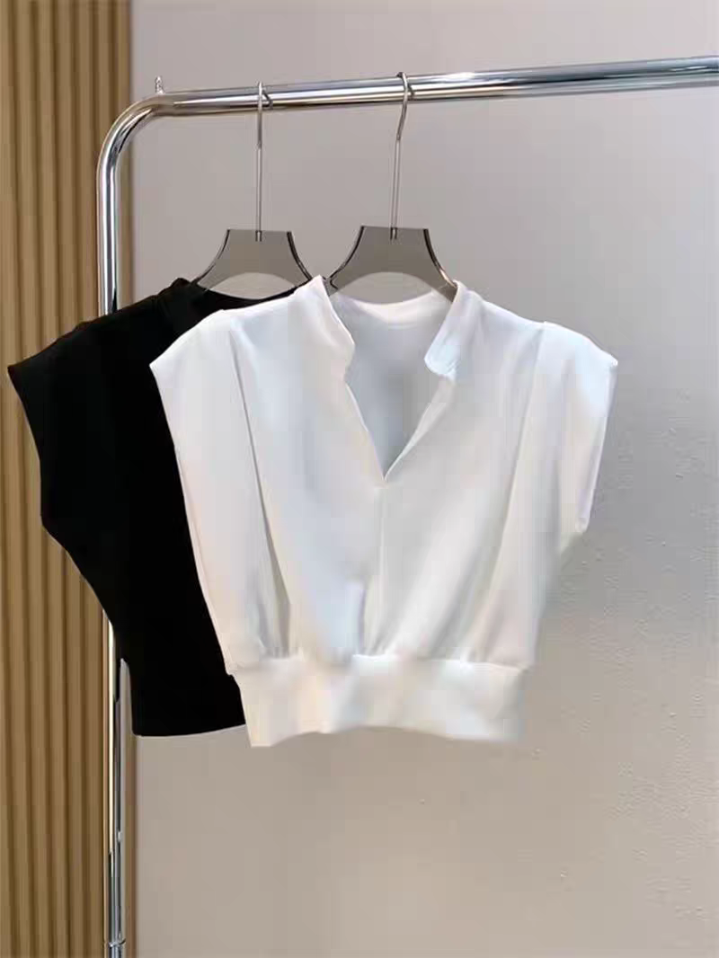 Camisas de mujer 2025 blusas femininas com decote em v sem mangas camisas temperamento cor sólida colheita topos verão vintage todos os jogos blusa