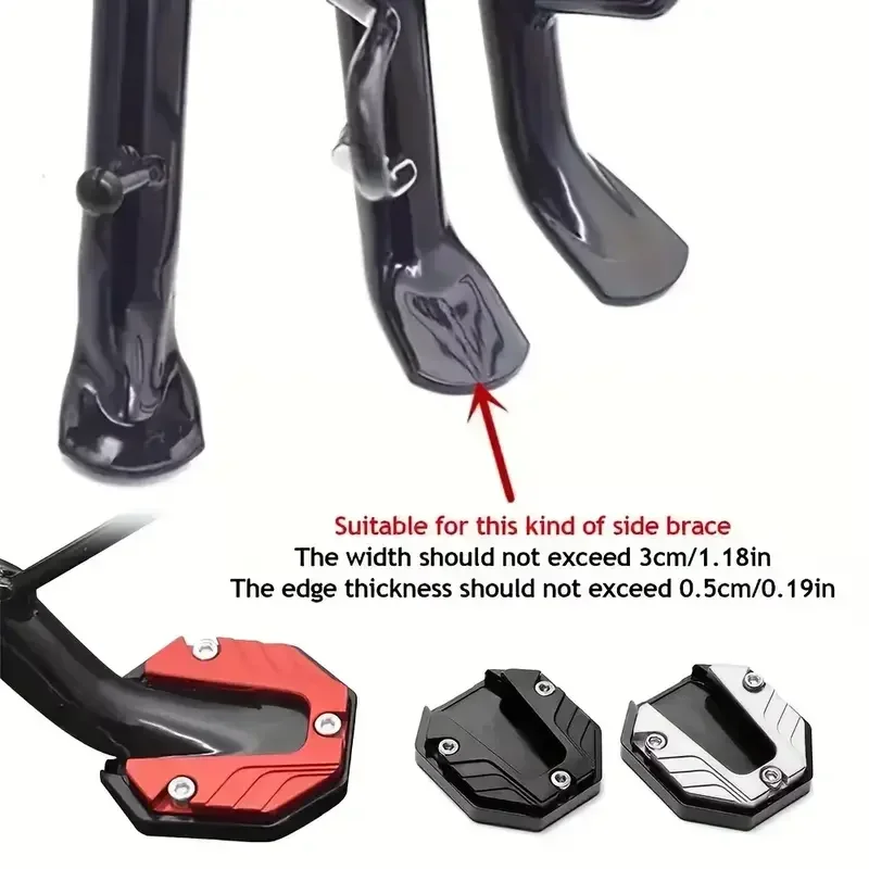 Aluminum Alloy Motorcycle Kickstand Pad, All-Terrain Vehicle Footrest Support, Non-Slip Side Stand Plate Enlarged Base Accessory