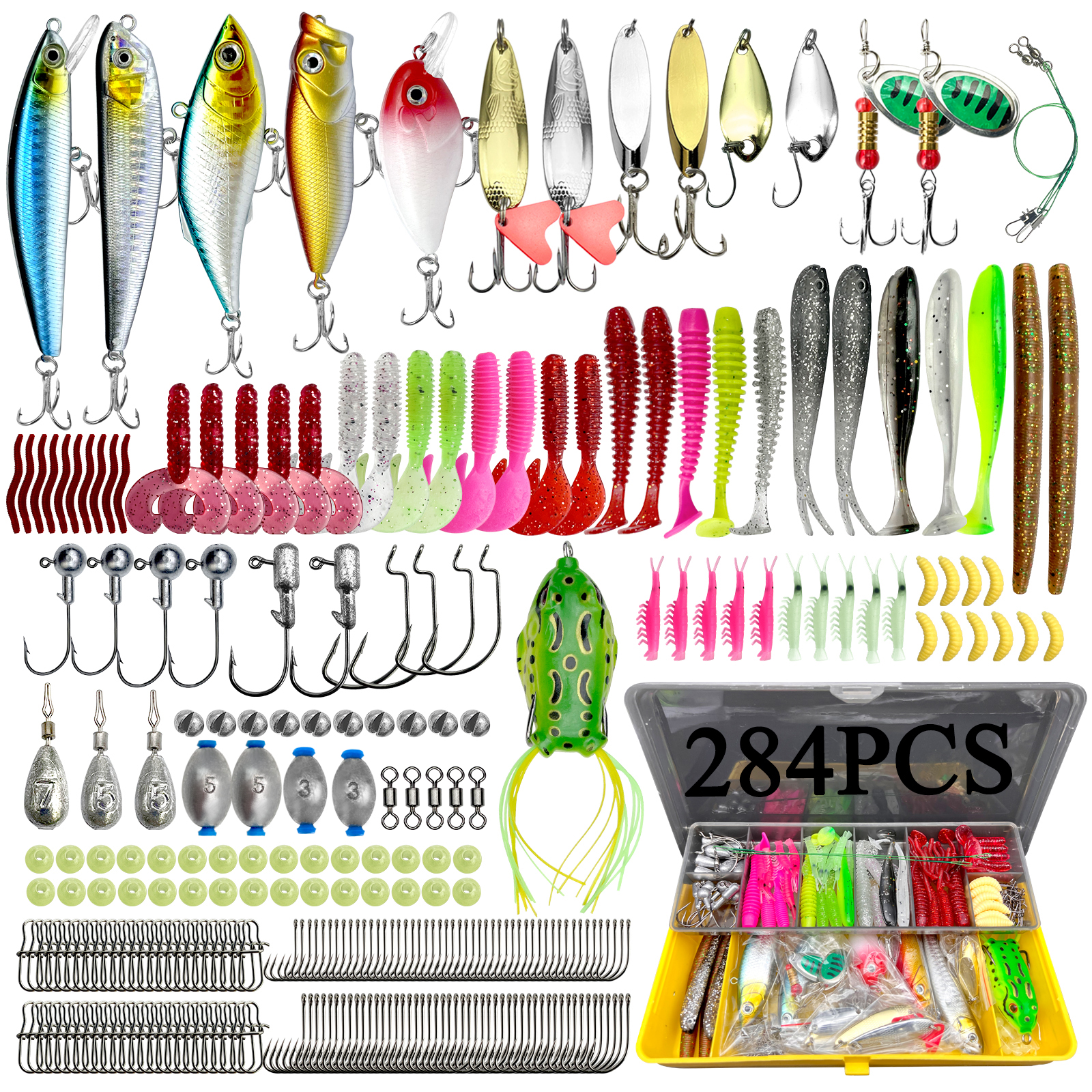 78/122/284 Uds Kit de Señuelos de Pesca para aparejos de cebo Topwater Kit de aparejos para lubina trucha salmón accesorios de pesca