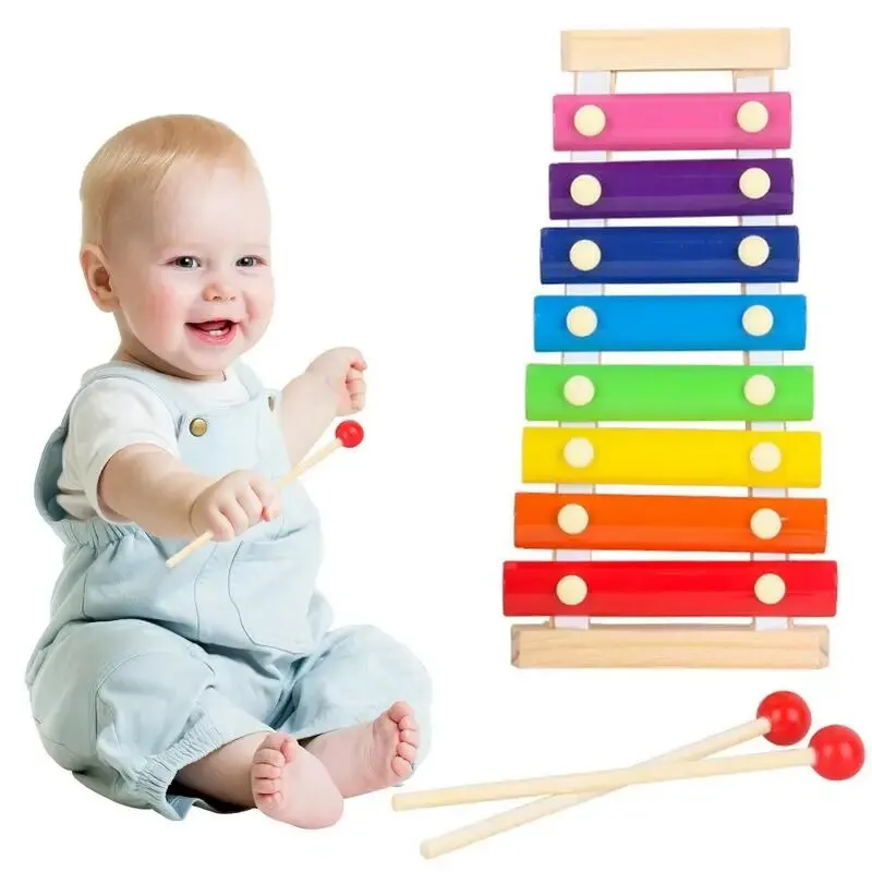 Montessori Holz 8-Töne Mehrfarbiges Xylophon Holz Musikinstrument Spielzeug für Baby Kinder Puzzles Frühes Lernspiele