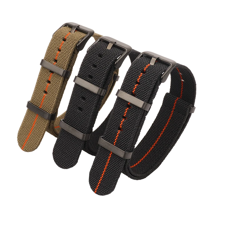 Washable Elastic Nylon Watchband For Seiko 60s French Troops Parachute Bag Nato Strap 18mm 20mm 22mm Outdoor waterproof bracelet