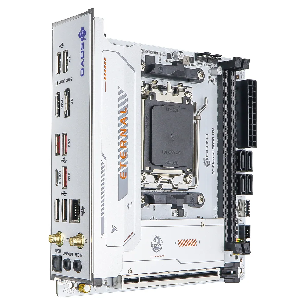 Игровая материнская плата SOYO AMD Eternal B650ITX с двухканальной памятью DDR5 M.2 NVME PCIE5.0 AM5, сокет, WiFi 6 BT5.2