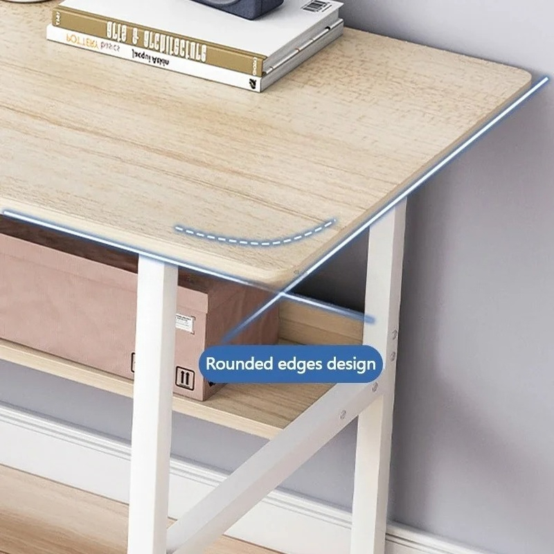 Sturdy Room Students Study Table Wide Desktop Rounded Corners Office Computer Desk With Storage Layer Simple Home Gaming Desk