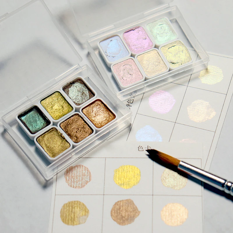 Juego de pintura de acuarela sólida Manual, Serie de perlas de 6 colores, pintura de uñas de arte, acuarela decorativa, 1ml