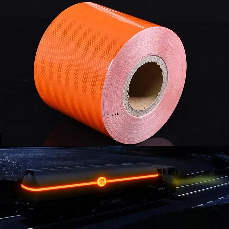 เทปกาวสะท้อนแสงสีส้มสำหรับสัตว์เลี้ยงกันน้ำ15ซม. เทปกาวเพื่อความปลอดภัยสูงสติกเกอร์รถบรรทุกแบบ DIY 1เมตร