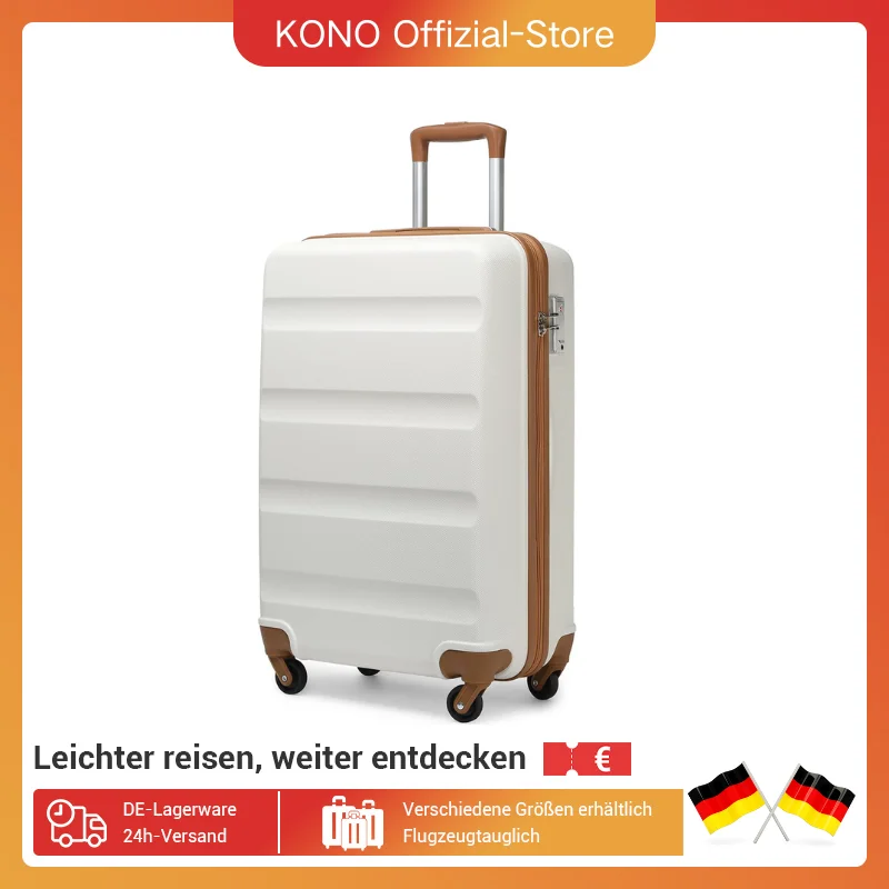 KONO Koffer Leichter Hartschalenkoffer , Trolley Reisekoffer mit 4 Zwillingsrollen & TSA-Schloss, ABS Material（S M L ）