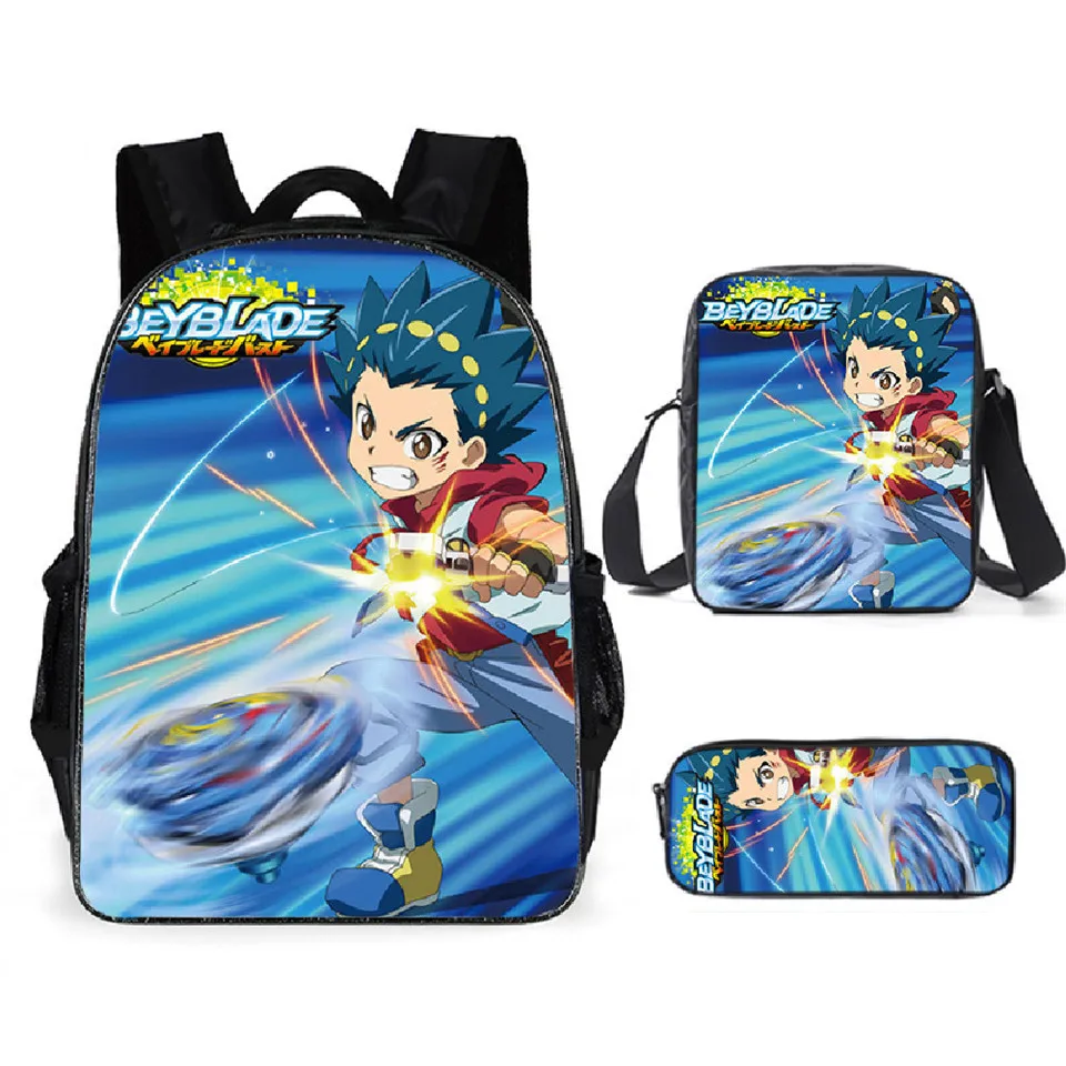 Рюкзаки в стиле аниме Beyblade 3, детская сумка для книг, школьная сумка Mochila, повседневный комплект на плечо для мальчиков и девочек, карандаш Croobody на заказ