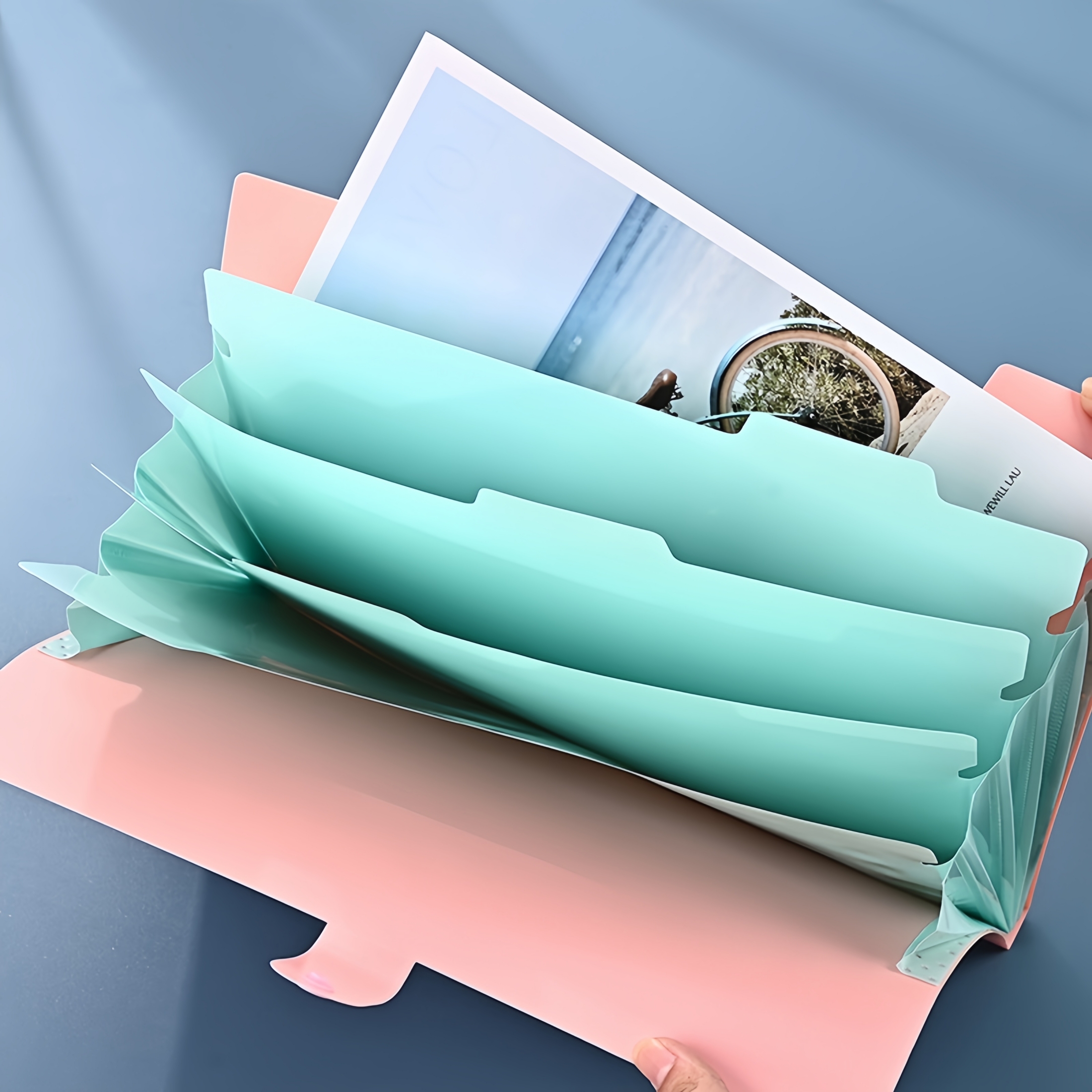 New Minimalist Accordion Bag For Cute And Smiling File Storage, With Multiple Layers.