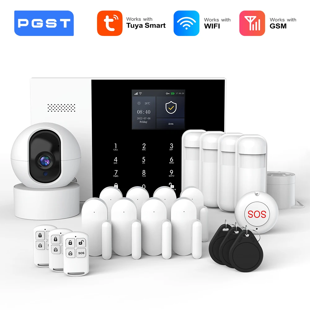PGST Residential Tuya Smart Gsm Wifi Alarm System dla domu Bezprzewodowy alarm bezpieczeństwa Dom Smart Life Kontrola aplikacji praca z ALexa