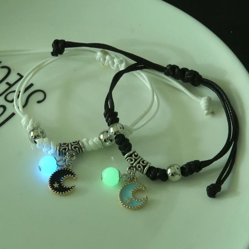 2 Stück leuchtende Cartoon-Muster-Anhänger, verstellbare Schnur, Paar-Armbänder, Bff, trendige Schmuckgeschenke