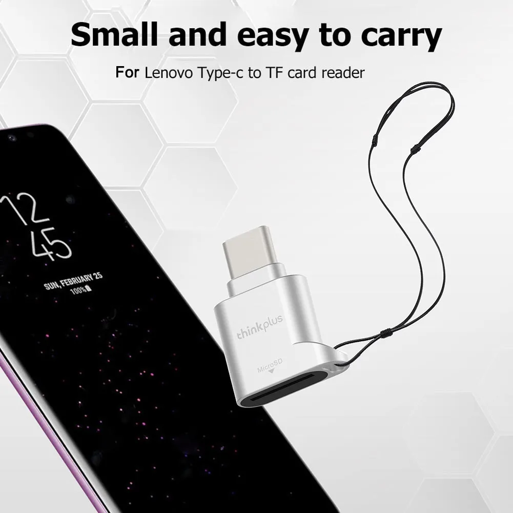 Lenovo Thinkplus USB C Type-C Micro SDカードリーダー メモリカード ミニメタル TranFlashアダプター TFカードリーダー Type-C対応