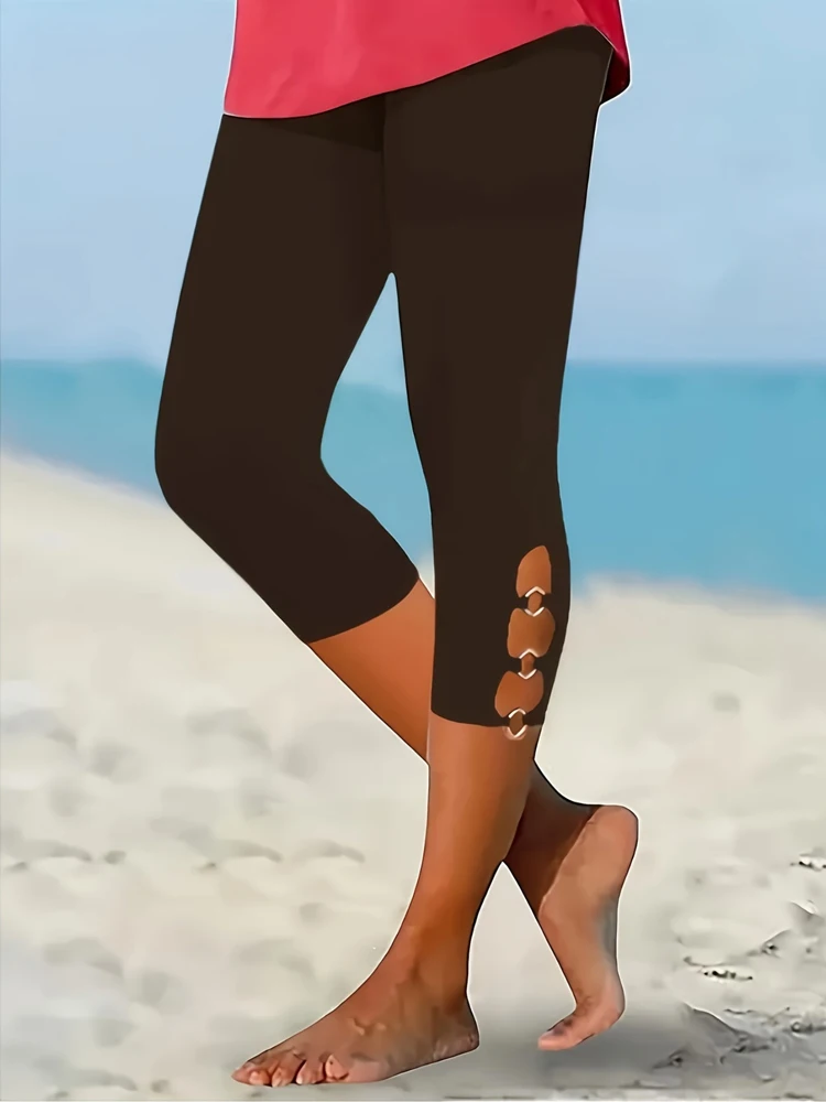 Einfarbige Damenhose in Übergröße im Strand-Resort-Stil für alle Jahreszeiten, flache Polyester-Hose mit hoher Taille