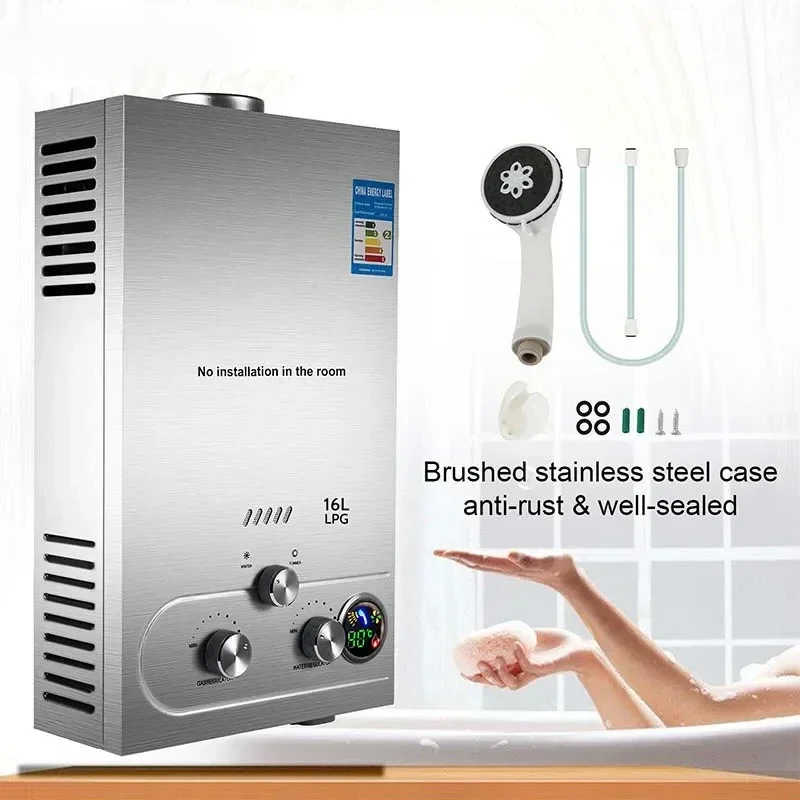 Aquecedor de água a gás instantâneo, caldeira a gás propano, GLP, GNL, butano, eletrodomésticos, aquecedores ao ar livre, 6-18L