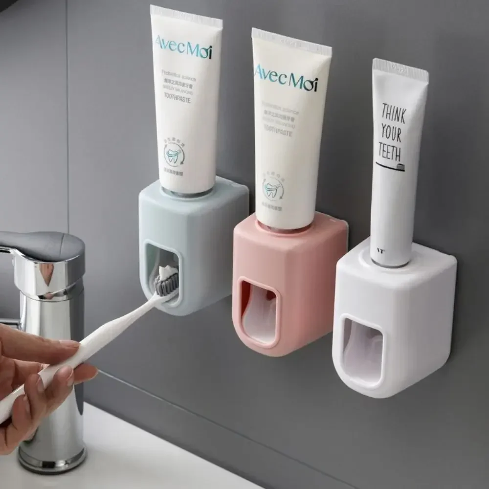 Soporte para pasta de dientes, extrusión cuantitativa, pared práctica y sencilla sin perforación, exprimidor de pasta de dientes automático creativo