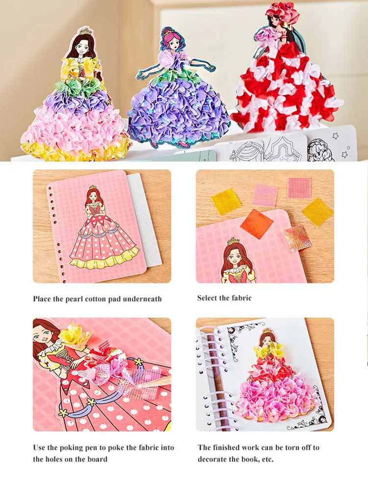 DIY ภาพวาดสติกเกอร์หัตถกรรมของเล่นเด็กสาวศิลปะ Poking เจ้าหญิง Handmade การศึกษา Magical ของขวัญเด็ก
