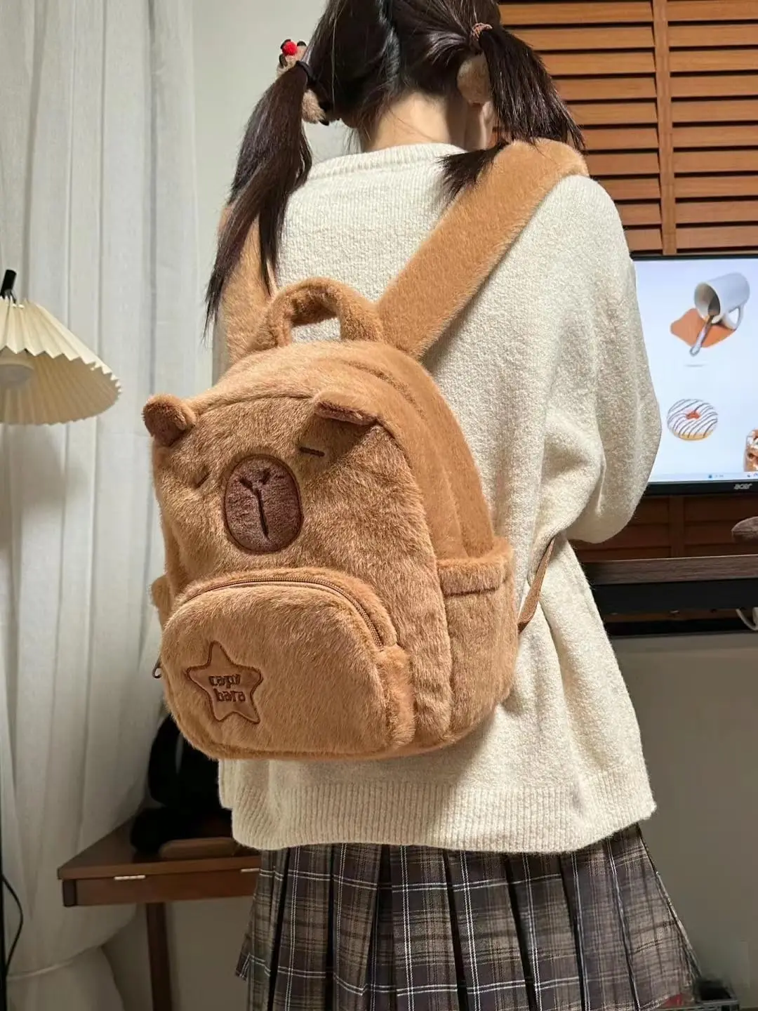 Kawaii Capybara Pluszowy plecak dla kobiet Wszechstronna kreskówka Zabawna torba na ramię Capibala Torba na ramię o dużej pojemności
