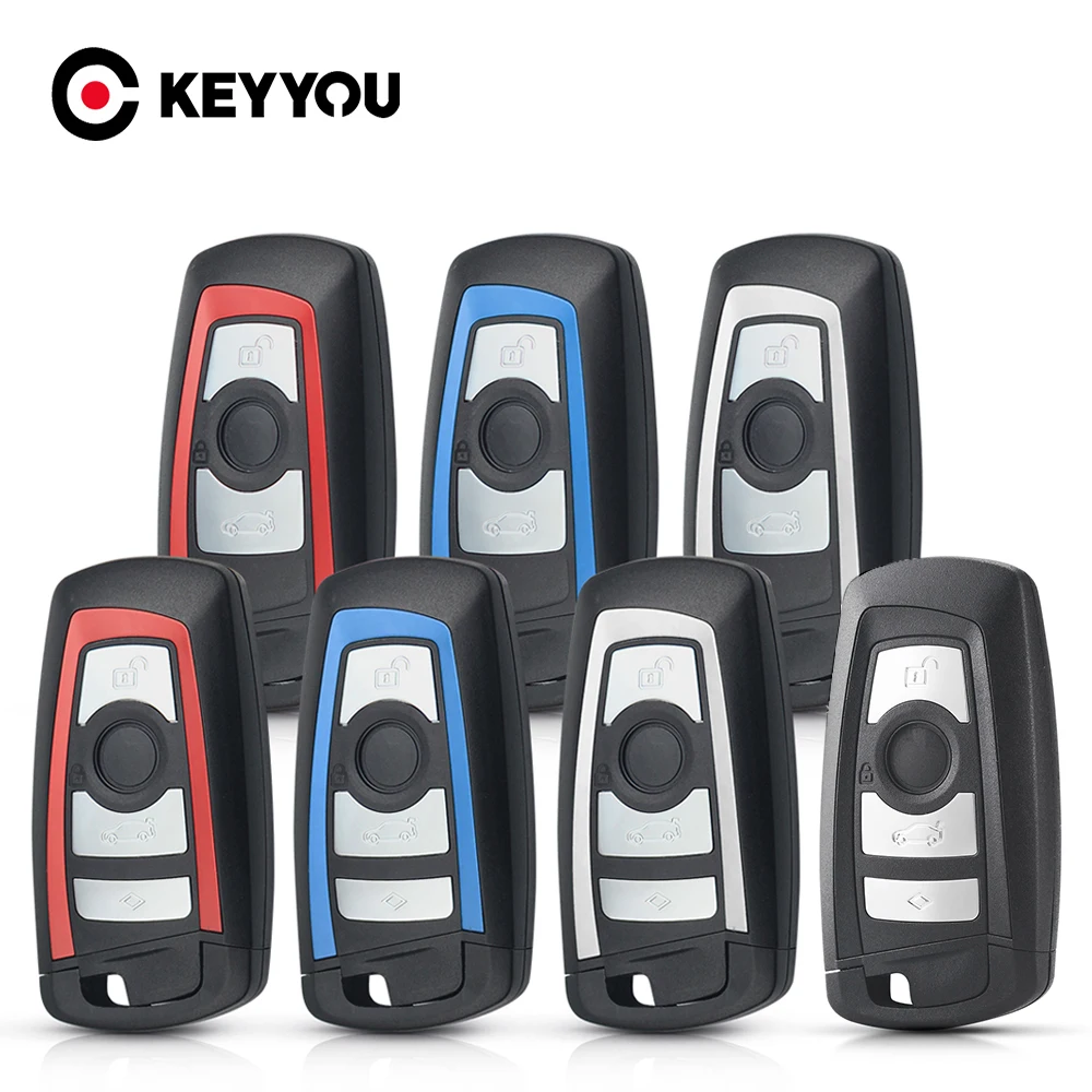 KEYYOU 3/4 przyciski zdalnego inteligentnego kluczyka samochodowego do BMW CAS4 F 3 5 7 Series F10 F20 F30 F40 X5 E92 E90 Pokrowiec na kluczyk zastępczy