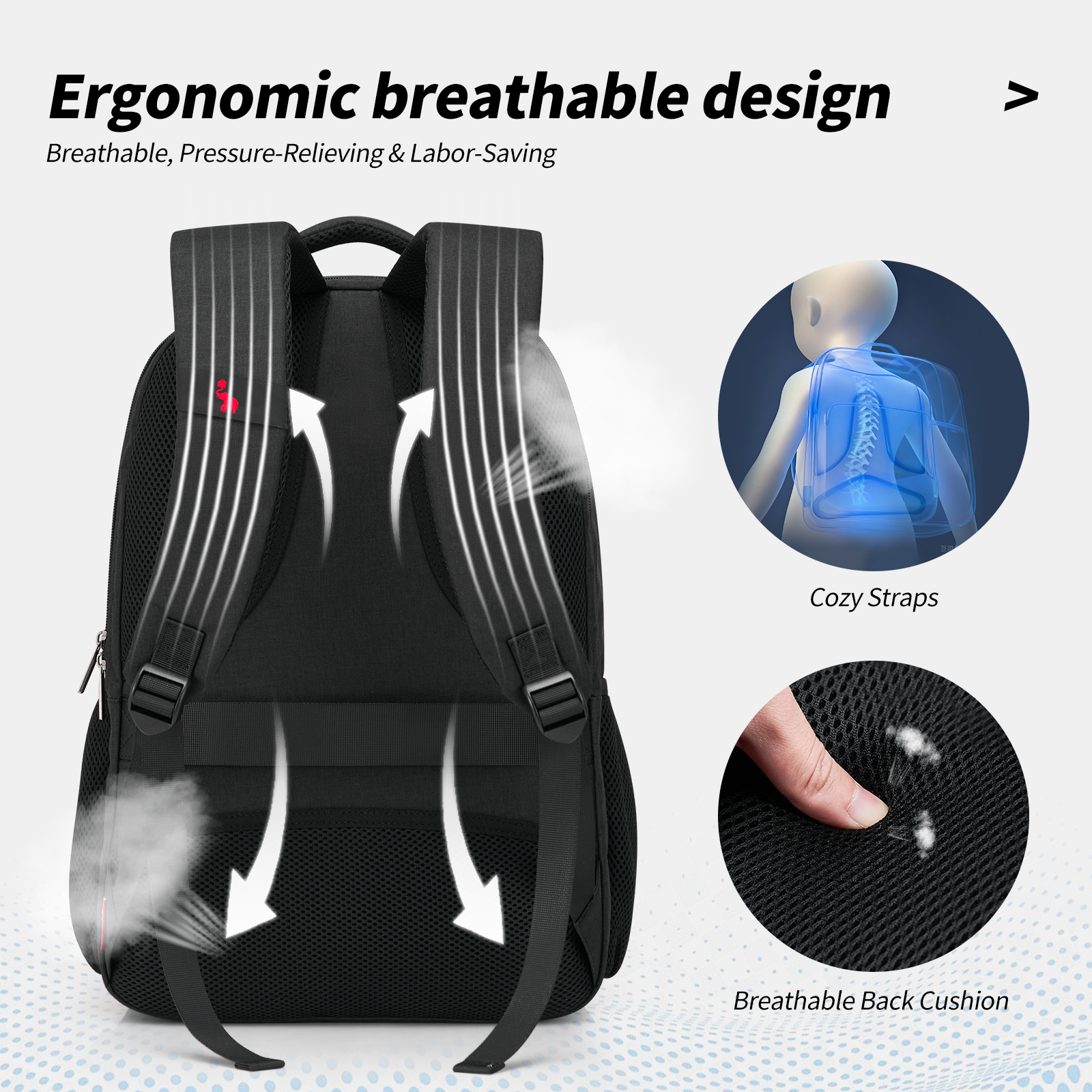 OIWAS Waterproof Laptop Backpack with USB Charging Port Large Capacity Computer Bag for Men And Women