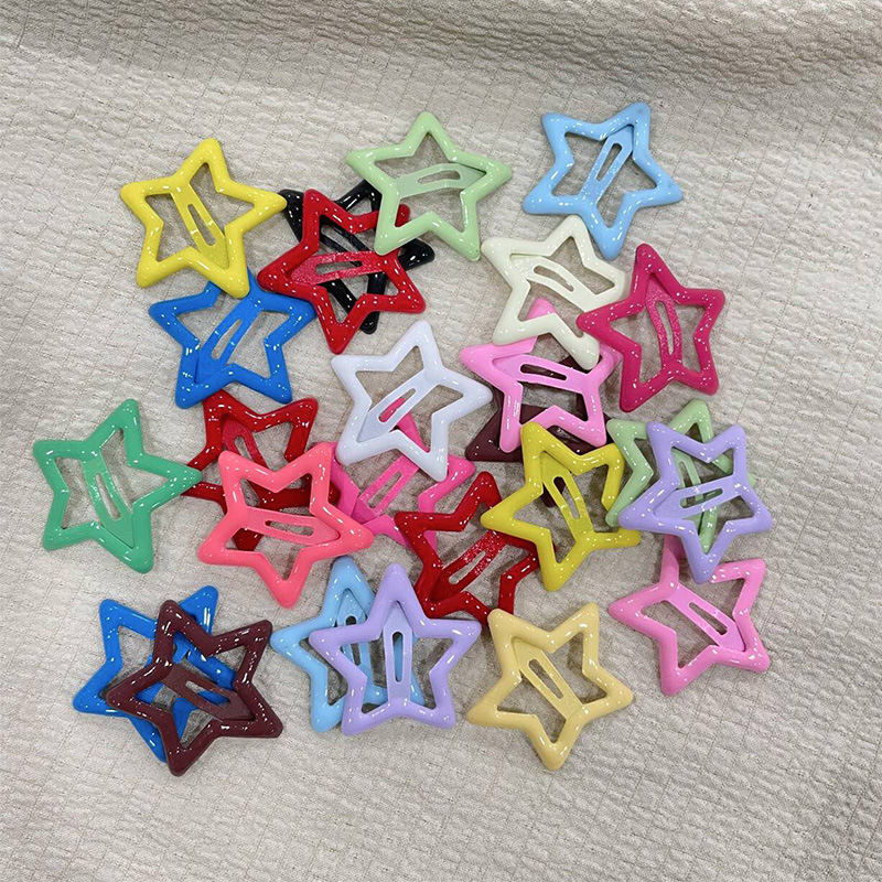 30 Stuks Willekeurige Kleurrijke Ster BB Hairclips Meisjes Leuke Ster Haarspeldjes Vrouwen Eenvoudige Metalen Snap Clip Hoofdtooi Haar Sieraden Meubi
