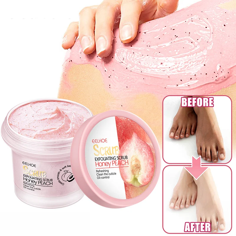 Gommage corporel pêche hydratant contrôle de l'huile nettoyage adoucissant peau de poulet kératine frottant boue gommage produit de soin 100g