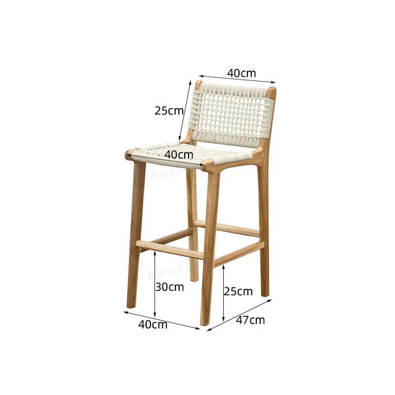 Sillas de Bar de madera maciza de patas altas, muebles para el hogar, tejido de mimbre decorado