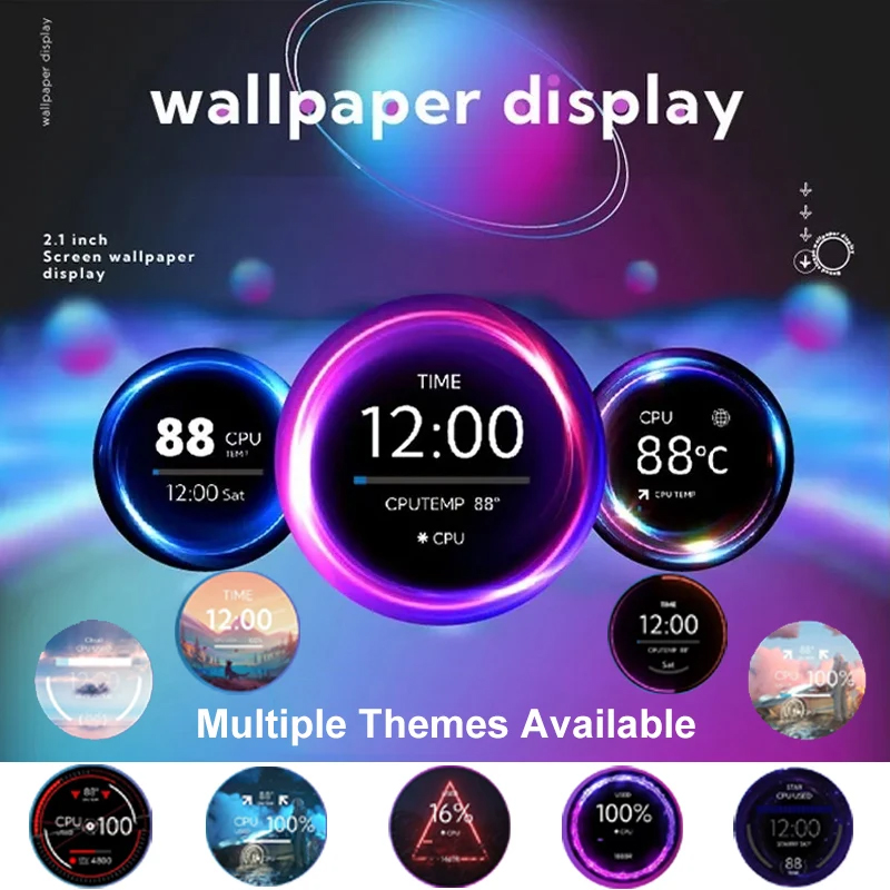 2.1 2.8 Polegada tela secundária ips 480x480 usb refrigerado a água redonda lcd cpu gpu ram hdd monitoramento sem aida64 mini pc gamer display