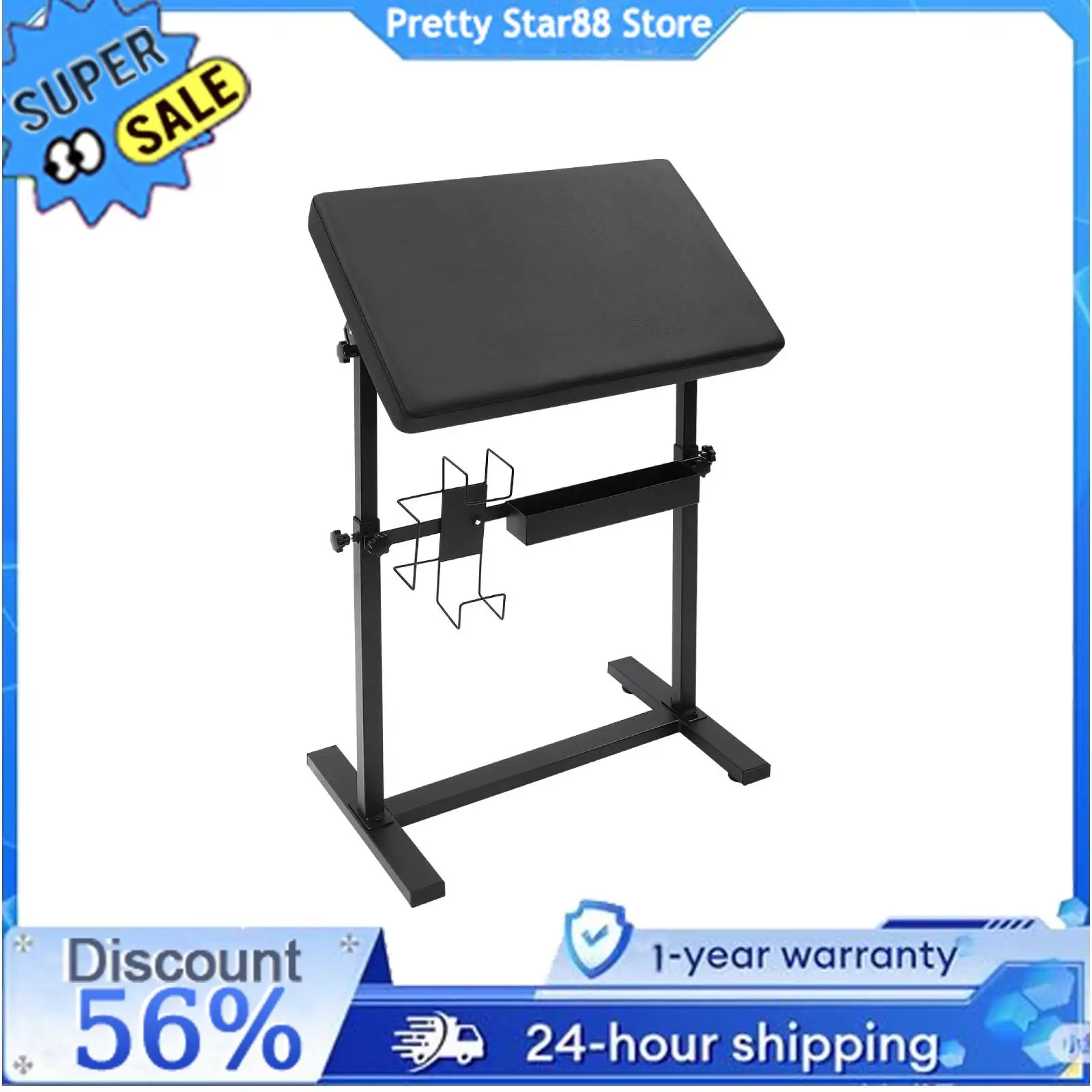 Suporte de apoio de braço para tatuagem, estrutura forte, altura ajustável, apoio de braço com pés antiderrapantes, fácil de limpar