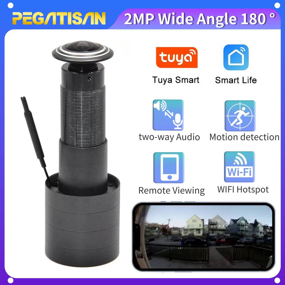 2MP HD Tuya, широкий угол 180 градусов, двунаправленный голос, кошачий глаз, интеллектуальная противоугонная дверь, Wi-Fi, беспроводной визуальный кошачий глаз для дома